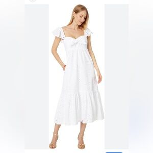 Lily Pulitzer Elegant White Eyelet midi Dress size 8 new summer vacation